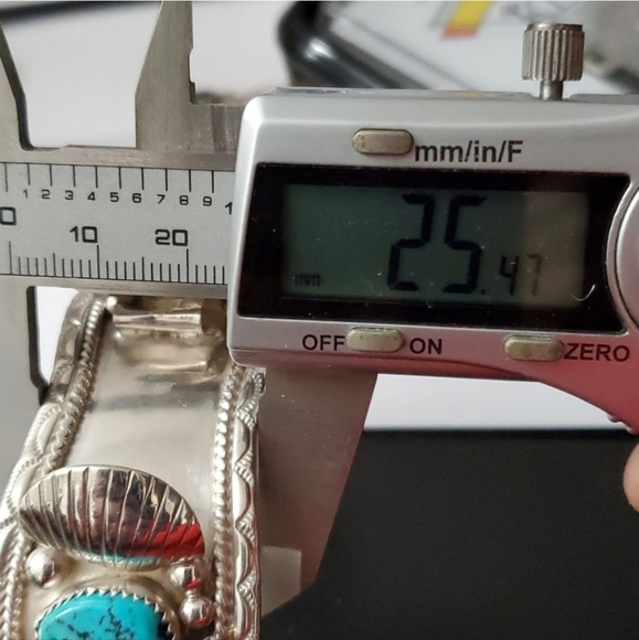 Signed Sterling Silver 925 Turquoise Coral Bracelet / Watch Holder - Picture 11 of 14